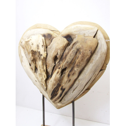 Serce z drewna tekowego na podstawie 60cm